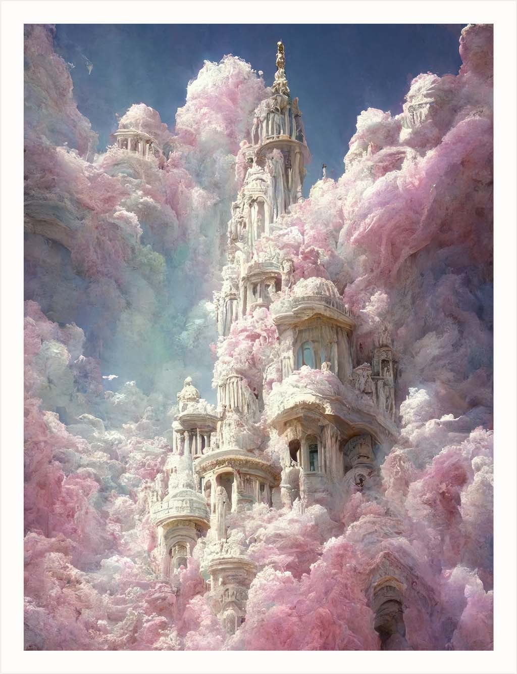 "City of Clouds - Aeronimbus," an art piece by artist Euphemia Stokefield, is part of the "Three Worlds” Collection. This open edition artwork comes with a certificate of authenticity.